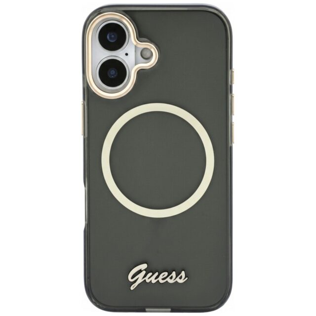 Case Guess IML Script Metal MagSafe for   iPhone 17 black - imagine 3