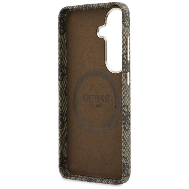 Guess PU 4G Script Metal Logo Magnetic Zadní Kryt pro Samsung Galaxy S26 Brown - imagine 8