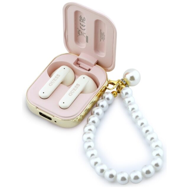 Earphones TWS Guess Pearl Strap pink - imagine 3