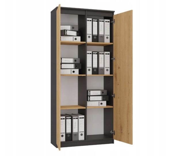 RS-80 HEMN OFFICE SHELVING UNIT  ANTHRACITE/ARTISAN OAK - imagine 3
