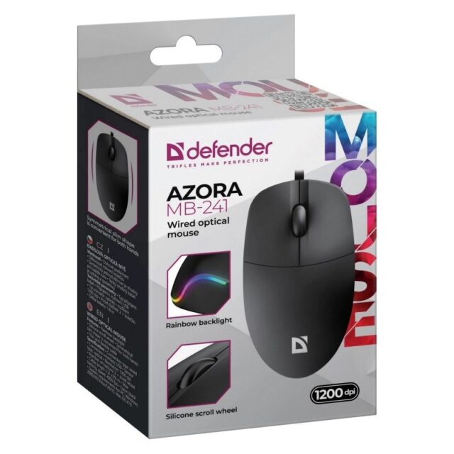 WIRED MOUSE DEFENDER AZORA MB-241 RF BLACK 1200dpi 3P - imagine 4