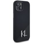 Case Karl Lagerfeld Silicone Shadow Metal Initial MagSafe for iPhone 15 black - imagine 4