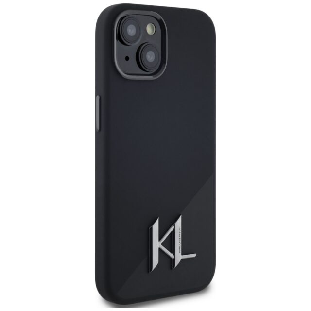 Case Karl Lagerfeld Silicone Shadow Metal Initial MagSafe for iPhone 15 black - imagine 4