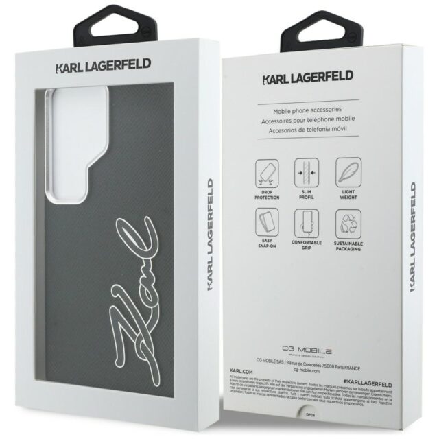 Case Karl Lagerfeld Grained Signature    Metal Resin Logo for Samsung Galaxy S26 Ultra black - imagine 8