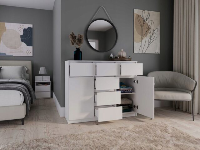 MALWA 2D6S WHITE CHEST OF DRAWERS - imagine 9