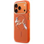 Case Karl Lagerfeld IML Choupettes Karl  Script Logo MagSafe for iPhone 17 Pro orange - imagine 2