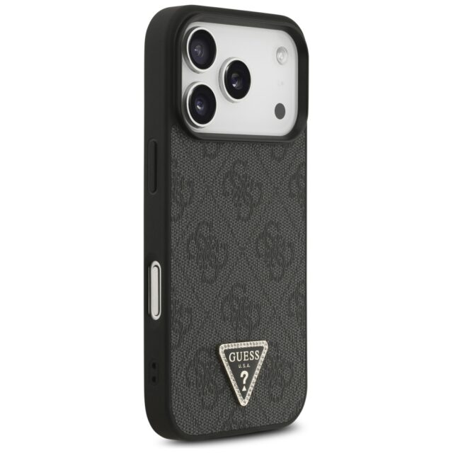 Guess Leather 4G Triangle Strass MagSafe case for iPhone 17 Pro black - imagine 4