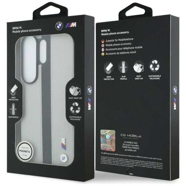 Case BMW Perforated Stripe Logo MagSafe  for Samsung Galaxy S26 Ultra grey - imagine 8