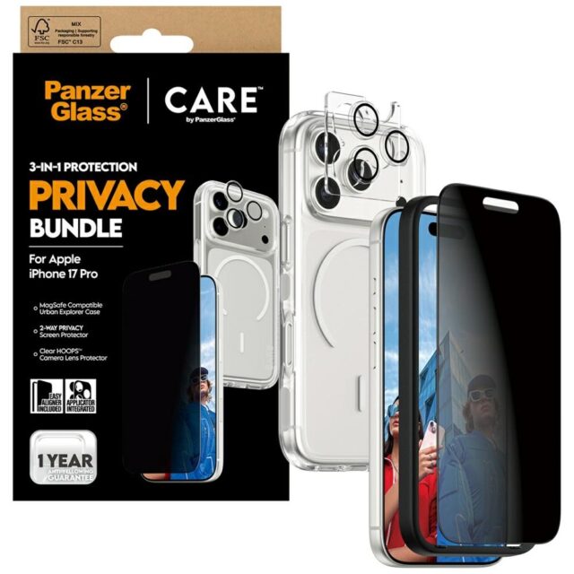 Zestaw ochronny CARE by PanzerGlass      Flagship Privacy 3w1 Etui+Szkło Prywatyzujące+Lens do iPhon - imagine 5
