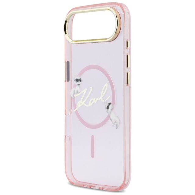 Case Karl Lagerfeld IML Choupettes Karl  Script Logo MagSafe for iPhone Air pink - imagine 6
