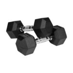 REBEL ACTIVE Rubber-coated cast iron dumbbells 2x7 kg - imagine 2