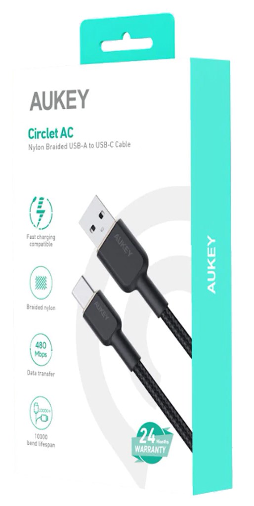 cps-d53045b26500bbf255943f0c36ecbc4c-2026-03-01-04-01-23 AUKEY CB-NAC2 USB-C Type-C Power Delivery PD 60W 3A 1.8m Nylon Black - imagine 1