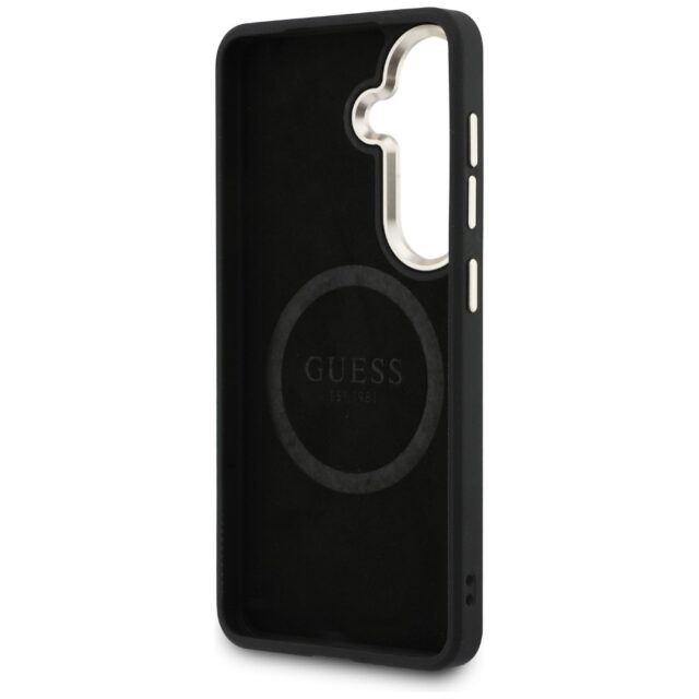 Case Guess Saffiano Peony Embossed Ring  MagSafe for Samsung Galaxy S26 black - imagine 7