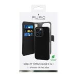 Puro Wallet Detachable iPhone 14 Pro Max6,7" 2in1 black IPC14P67BOOKC3BLK - imagine 3