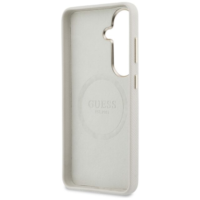 Case Guess Rhinestone Round Logo MagSafe for Samsung Galaxy S26 beige - imagine 7