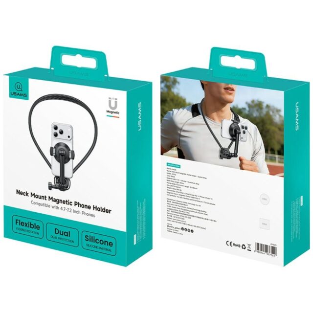 Neck mount for phones USAMS JoyGo  JOY02 Neck Mount with magnetic mount black - imagine 9