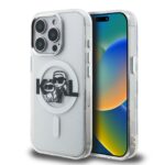 Karl Lagerfeld IML Glitter Karl and Choupette Sketch MagSafe Zadní Kryt pro iPhone 15 Pro Transparent