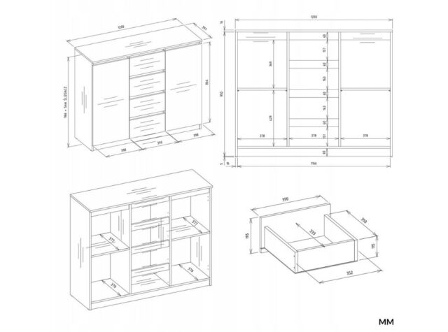 CHEST OF DRAWERS WITH 2 DOORS AND 4 DRAWERS  ARTISAN OAK/CASHMERE COLOUR - imagine 8