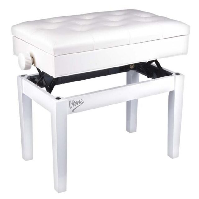 V-TONE ŁAWA 2 WH - piano bench with storage compartment and height adjustment  white - imagine 5