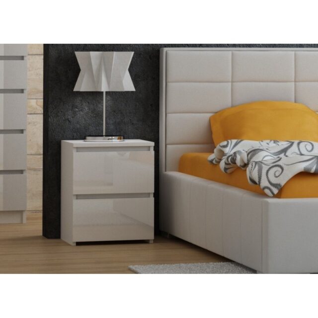 Topeshop M2 BIEL POŁYSK FRONT nightstand/bedside table 2 drawer(s) White - imagine 4