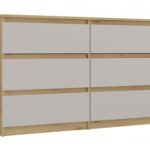 M6 MALWA CHEST OF DRAWERS 120CM 6 DRAWERS COLOUR ARTISAN OAK/CASHMERE