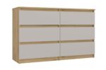 M6 MALWA CHEST OF DRAWERS 120CM 6 DRAWERS COLOUR ARTISAN OAK/CASHMERE