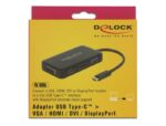 Delock Adapter USB Type-C Male > VGA / HDMI /DVI/ DisplayPort Female Black - imagine 3