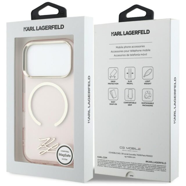 Etui Karl Lagerfeld IML KL Script Logo    MagSafe do iPhone 17 Pro różowy - imagine 8