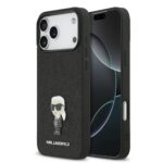 Karl Lagerfeld Fixed Glitter Metal Ikonik Zadní Kryt pro iPhone 17 Pro Max Black