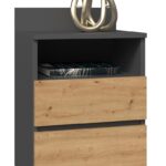 Topeshop M1 ANTRACYT/ARTISAN nightstand/bedside table 2 drawer(s) Oak