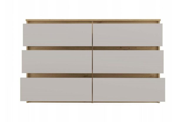 M6 MALWA CHEST OF DRAWERS 120CM 6 DRAWERS COLOUR ARTISAN OAK/CASHMERE - imagine 4