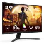 AOC C32G42ZE | 31.5   | VA | FHD | 16:9 | 260 Hz | 4 ms | 1920 x 1080 pixels | 300 cd/m2 | HDMI ports quantity 1 | Black - imagine 2