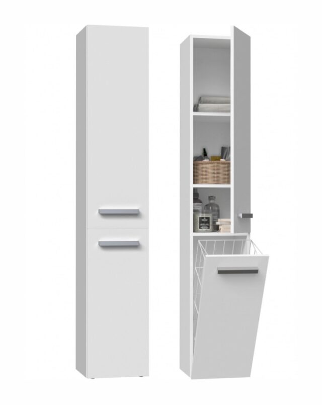 Bathroom cabinet NEL IV 31x30x174 cm  matt white - imagine 4