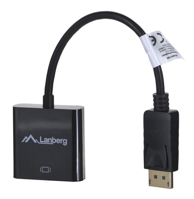Lanberg AD-0007-BK video cable adapter 0.1 m DisplayPort DVI-D Black - imagine 4