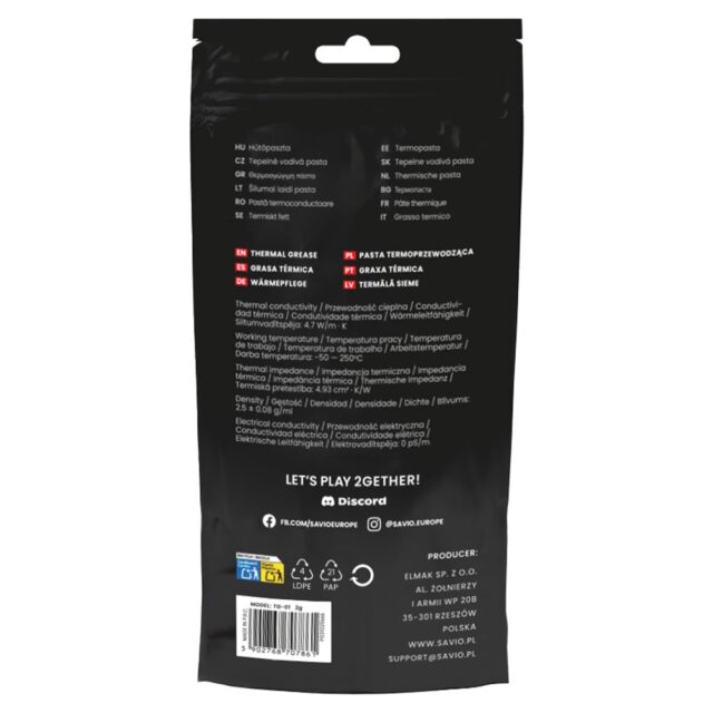SAVIO THERMAL PASTE 4 7W/MK 2G TG-01 - imagine 2