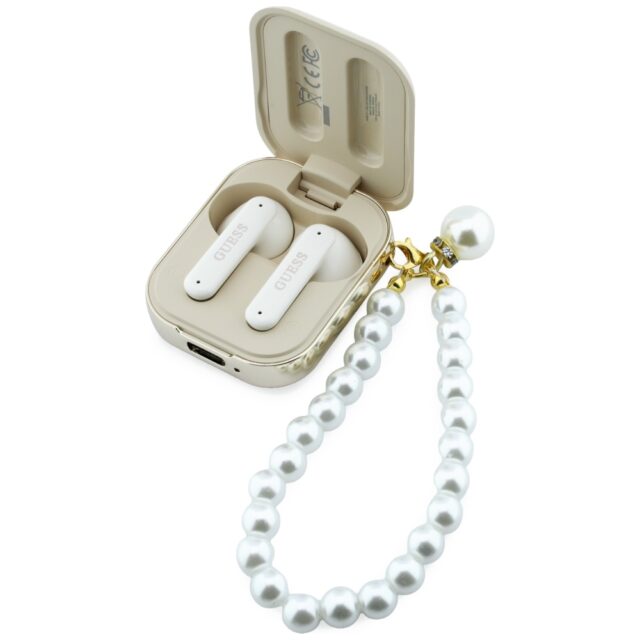 Earphones TWS Guess Pearl Strap beige - imagine 3