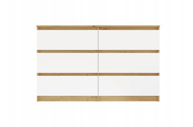 M6 MALWA CHEST OF DRAWERS 120 CM 6 DRAWERS OAK ARTISAN/WHITE - imagine 4