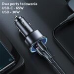 USAMS Car Charger 1xUSB + 1xUSB-C C26 95W (only head) Fast Charge black CC146TC01 (US-CC146) - imagine 3