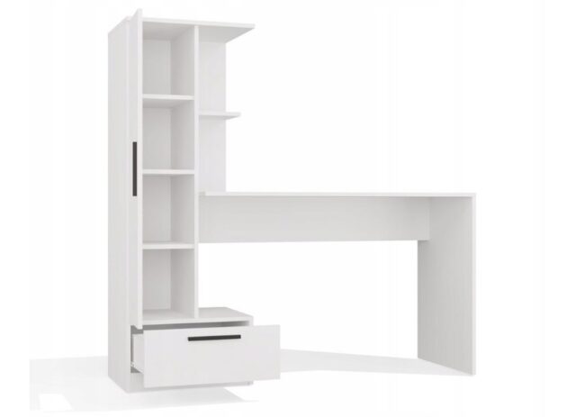 Cosmo Desk + Bookcase Set  White - imagine 5