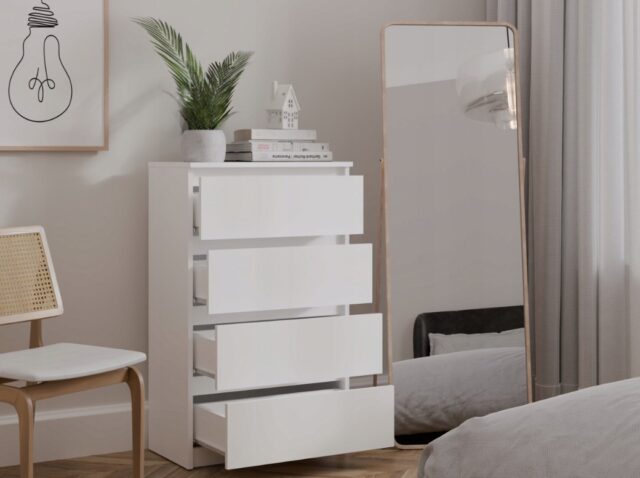 M4/60 MALWA CHEST OF DRAWERS 4 DRAWERS WHITE - imagine 7