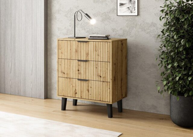 SCANDI 3S SLIM OAK ARTISAN CHEST OF DRAWERS - imagine 5