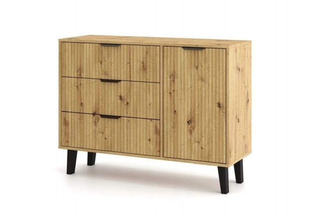SCANDI 1D3S SLIM OAK ARTISAN CHEST OF DRAWERS - imagine 2