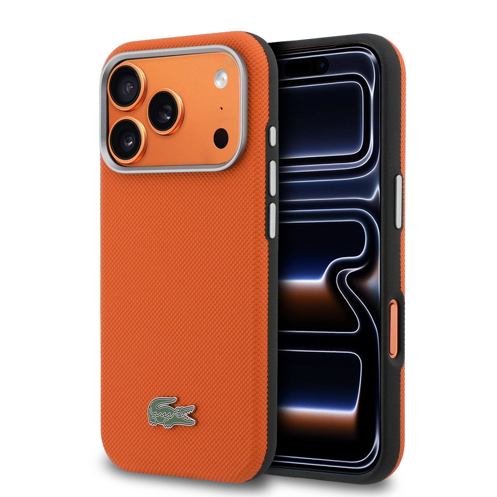 cps-e0b876c2f8dadb07ee5316581d60c41e-2026-03-25-14-40-30 Lacoste PVC Petit Pique Semi Wrap MagSafe Kryt pro iPhone 17 Pro Orange - imagine 1