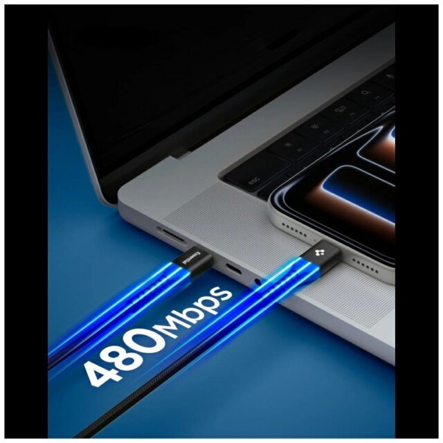 Cable Spigen EB10010CCA Essential USB-C 100W 1m black - imagine 4