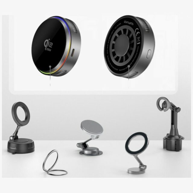 Wireless charger 4smarts 25W Qi2 25 MagSafe RGB 360° grey - imagine 6