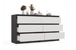 M6 MALWA CHEST OF DRAWERS 140 CM 6 DRAWERS ANTHRACITE/WHITE - imagine 4