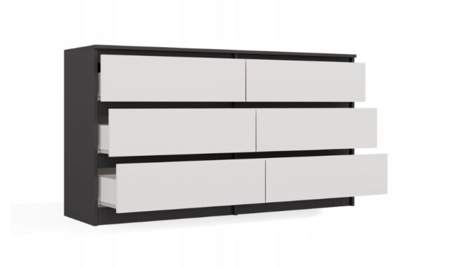 M6 MALWA CHEST OF DRAWERS 140 CM 6 DRAWERS ANTHRACITE/WHITE - imagine 3