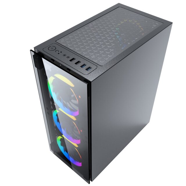Gembird CCC-FC-1500RGB computer case Midi Tower Black  Transparent - imagine 2