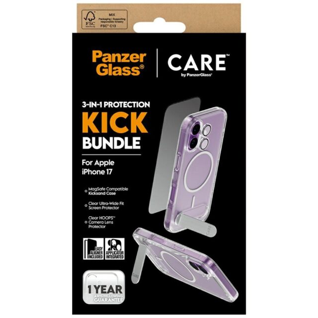 CARE by PanzerGlass Feature Kick 3in1 Case + Glass + Lens Protection Kit for iPhone 17 - imagine 5