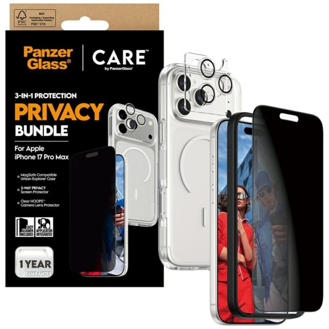 Zestaw ochronny CARE by PanzerGlass      Flagship Privacy 3w1 Etui+Szkło Prywatyzujące+Lens do iPhon - imagine 5